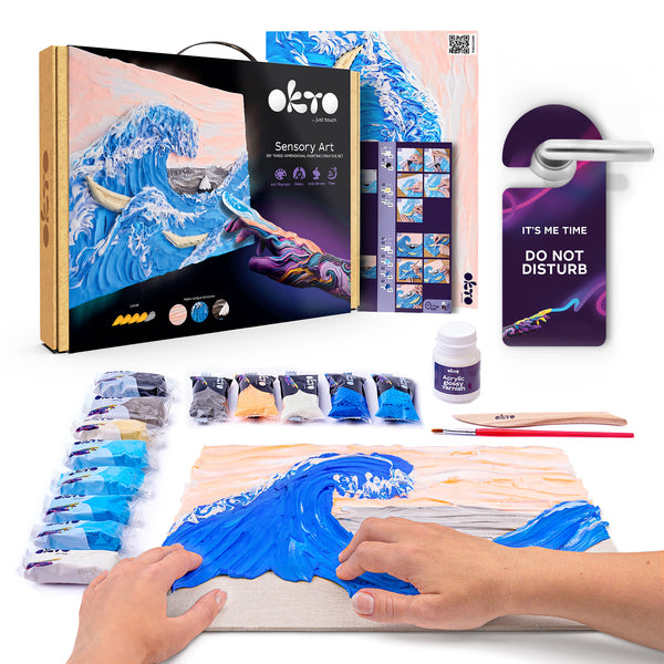 Pintura em barro 3D A Grande Onda de Kanagawa OKTO