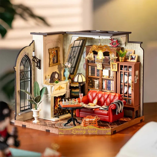 Sala de estar en miniatura Robotime Catherine con estilo y elegancia