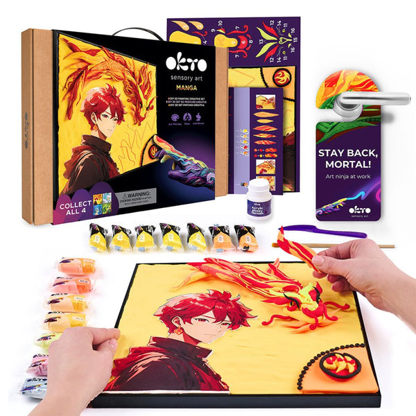 kit pintar con arcilla de secado al aire OKTO 3D Manga Fire