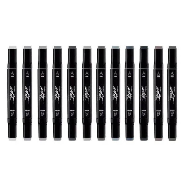 Estuche 12 Rotuladores Grey Colors Alex Bog
