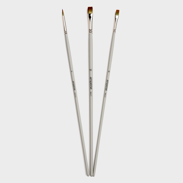 Set de 3 Pinceles para Pintura Acrílica con Punta Redonda y Plana de la Marca Amperse (1)