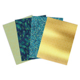 set papeles decoupage pavo real de oro