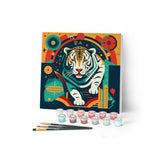 Mini Paint by numbers Tiger Art-Deco Inspired Abstract 20x20cm already framed