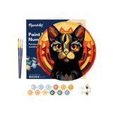 Paint by numbers on Wood Slice - Art Deco Black Cat