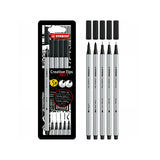 Set 5 Rotuladores Calibrados Negros Stabilo Creative Tips