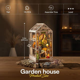 medidas y tamaño en centímetros garden house book nook robotime