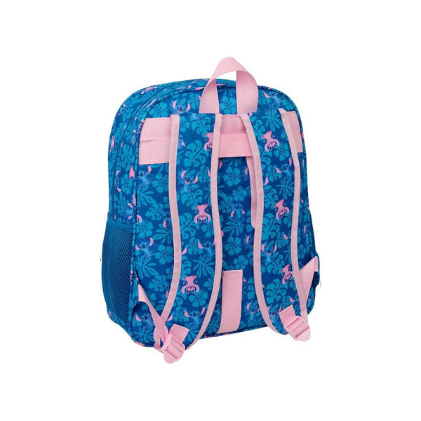 mochila azul y rosa stitch y angel safta