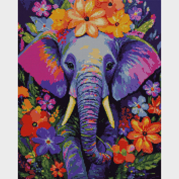 kit pintar con diamantes elefante con flores layers of