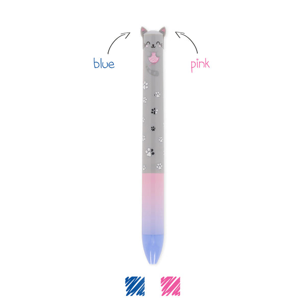 boligrafo gatito click clack rosa y azul legami