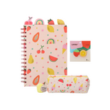 Pack Escolar Frutas Tropical Layers Of – Cuaderno A4 + Estuche + Gomas de Borrar