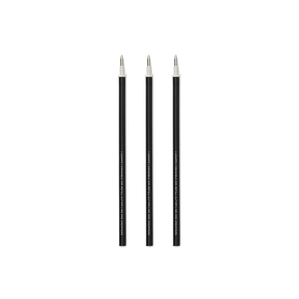 3 PCS ERASABLE GEL PEN REFILLS - 0,7 MM - BLACK INK