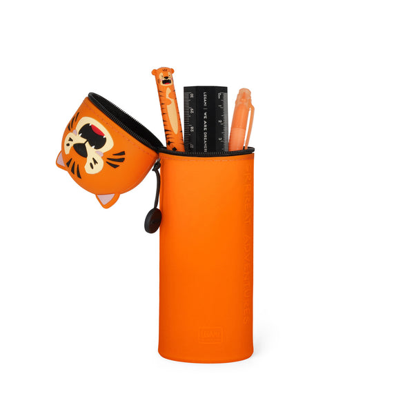 estuche escolar flexible de silicona naranja tigre legrami