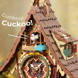 construccion 3D reloj de cuco de madera con mecanismo robotime rork