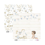 Bloco de Scrapbooking 12 Folhas Papéis Doces para Bebé Menino para Si