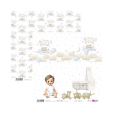 Bloco de Scrapbooking 12 Folhas Papéis Doces para Bebé Menino para Si
