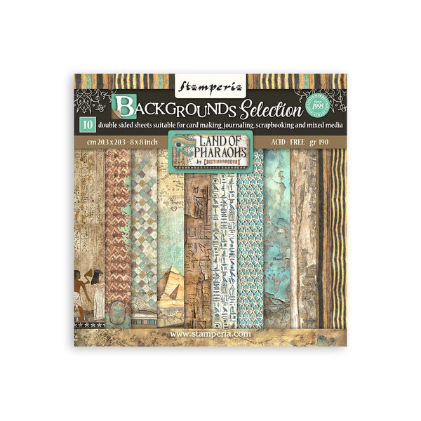 set papeles de scrap tierra de faraones stamperia 8x8