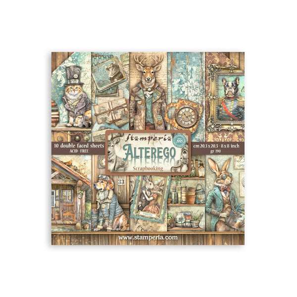 set papel scrap alterego stamperia animales