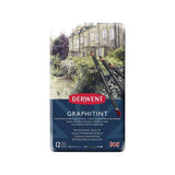caja metálica 12 lápices de dibujo graphtint derwent