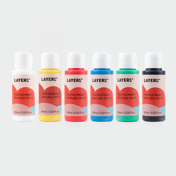 Conjunto de 6 Tintas Têxteis 60 ml Camadas de