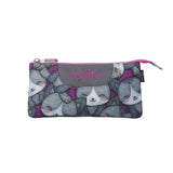 estuche 3 compartimentos gatos totto chicas color gris y rosa
