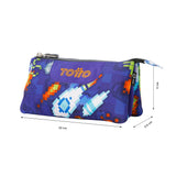estuche totto 3 compartimentos cohete azul marino para niños