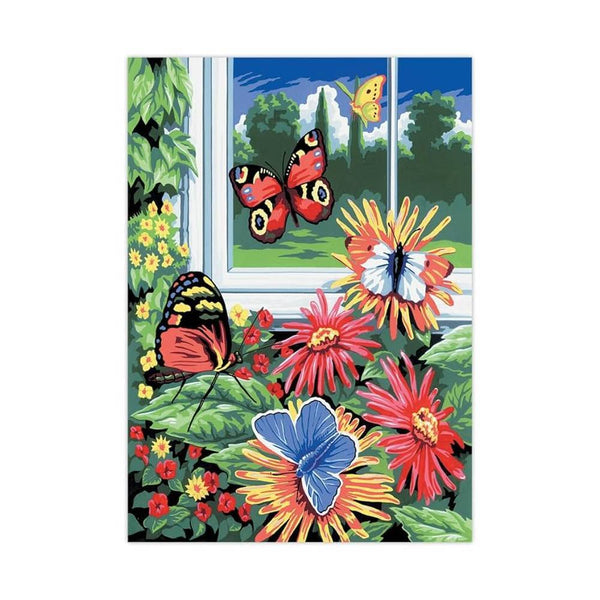 royal langnickel pintar por numeros mariposas y flores en la ventana