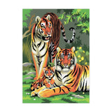 lienzo terminado pintar por numeros tres tigres en la selva royal langninckel