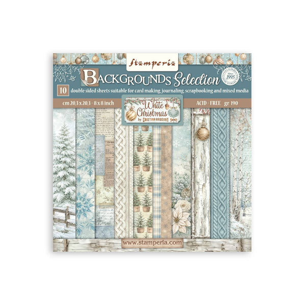 Bloc de Scrapbooking 10 hojas cm 20,3X20,3 (8X8) Backgrondas Selection- White Christmas