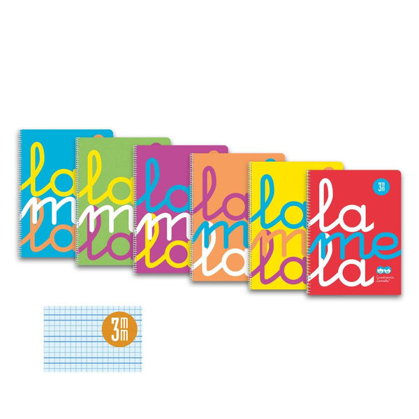 cuaderno cuadriculado A4 Lamela 3x3mm colores flúor