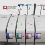 4 hilos de tensión indicados por colores alfa overlock 8712