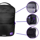 Mochila negra de la marca oxford, tiene organizadores interiores, espalda acolchonada, bolsillo secreto