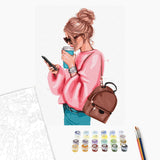 Pintar por Números Mujer con Café Ideyka