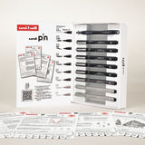 caja dibujo urbano 7 rotuladores calibrados uni pin + 1 portaminas