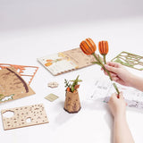 montar maqueta 3D de madera por piezas tulipan naranja robotime