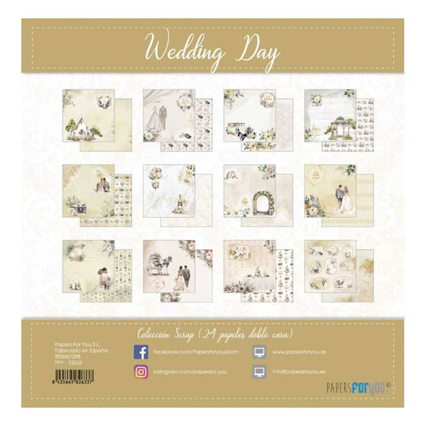 Set 24 Papel Scrap Mini Doble Cara 15x15 Wedding Day Papers For You (1)