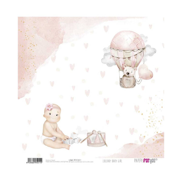 Set 24 Papeles Scrap 20x20cm Lullaby Baby Girl Papers For You (1)