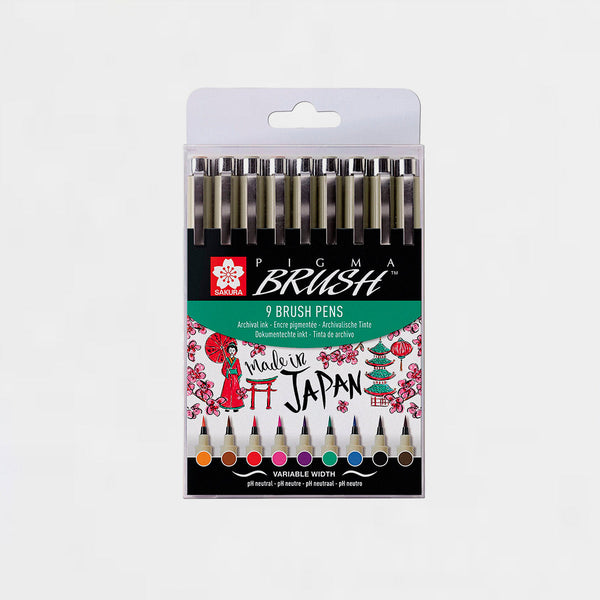 Set 9 Rotuladores Lettering Pigma Brush Sakura (1)