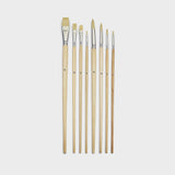 Set 8 Pinceles Cerda Blanca Mango Largo Pebeo