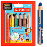 Estuche 6 Lápices Colores Sacapuntas Trio Thick Stabilo