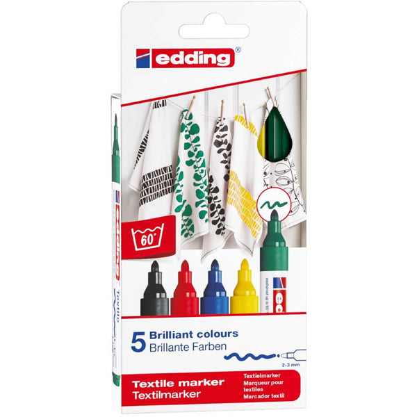 Set 5 Rotuladores Textiles Edding 4500 Básicos (1)