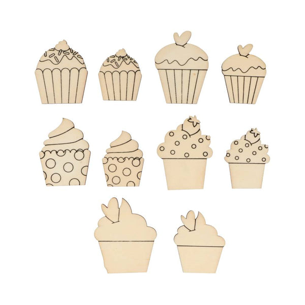 Set 10 Siluetas de Madera Cupcake (1)