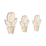 Set 3 Tiestos de Madera con Tulipanes (2)