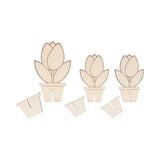 Set 3 Tiestos de Madera con Tulipanes (3)
