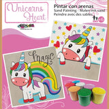 Kit Pintar con Arenas 'Unicornio Corazones' ARENART 30x30cm 2 Láminas (1)