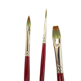 Set 3 Pinceles Acrílico / Oleo Tricolor Toray Mango Largo Van Gogh