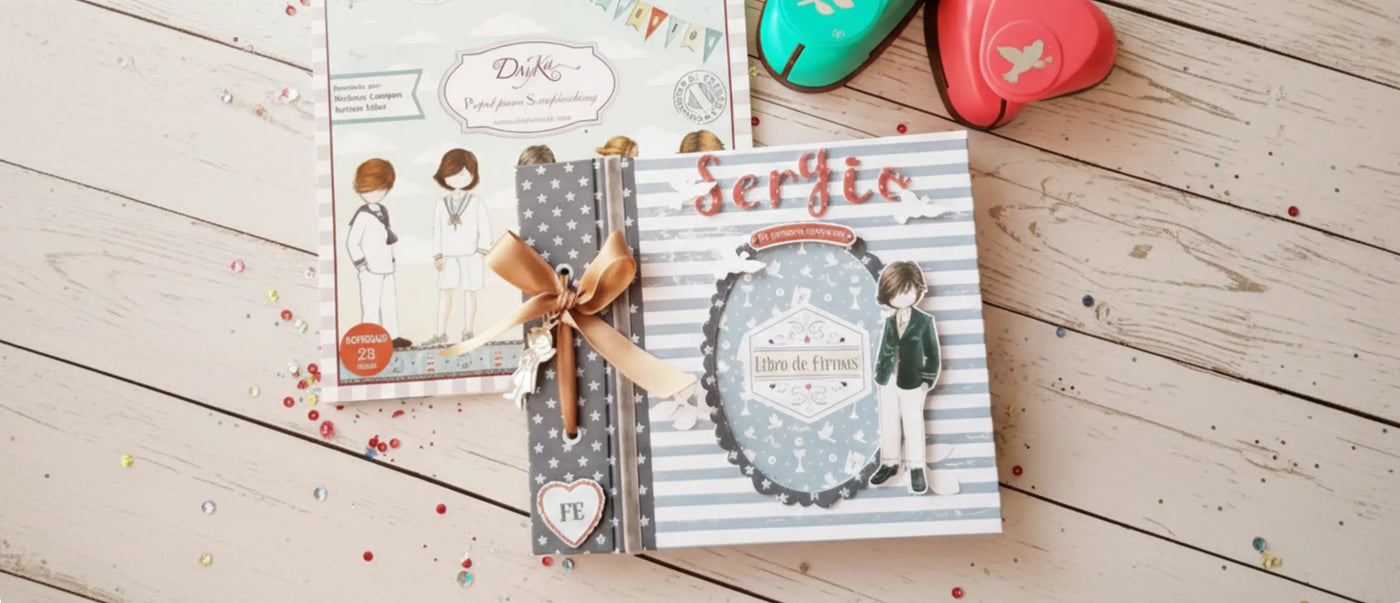 Idea para álbum de scrapbooking de Comunión