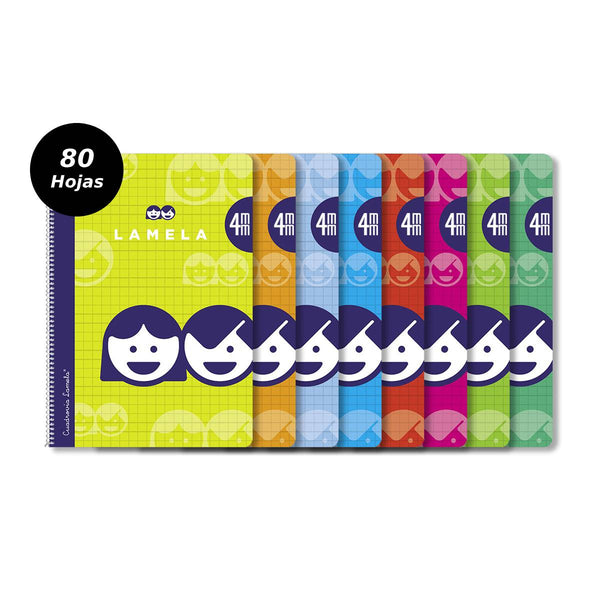cuaderno cuadriculado A4 80 hojas 4X4 mm lamela