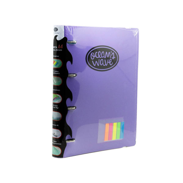 Pasta Ocean's Wave Purple com 4 argolas e recargas
