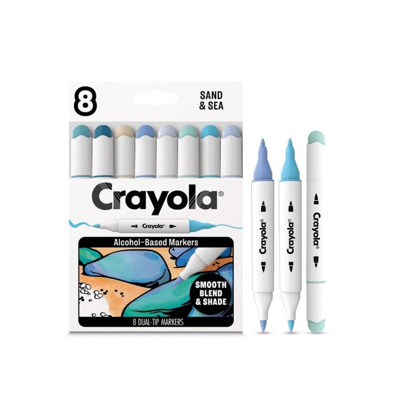 SET 8 ROTUL ALCOHOL DOBLE PUNTA BISEL ARENA Y MAR CRAYOLA
