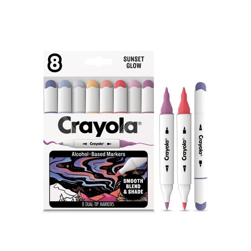 SET 8 ROTUL ALCOHOL DOBLE PUNTA BISEL ATARDECER CRAYOLA